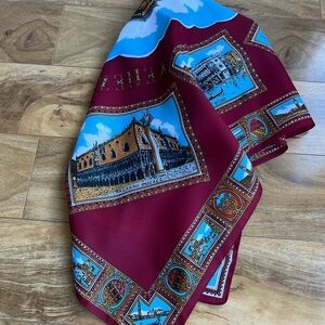 Vintage Scarf Hair Bandana Made in Italy silky Souvenir Bohemian